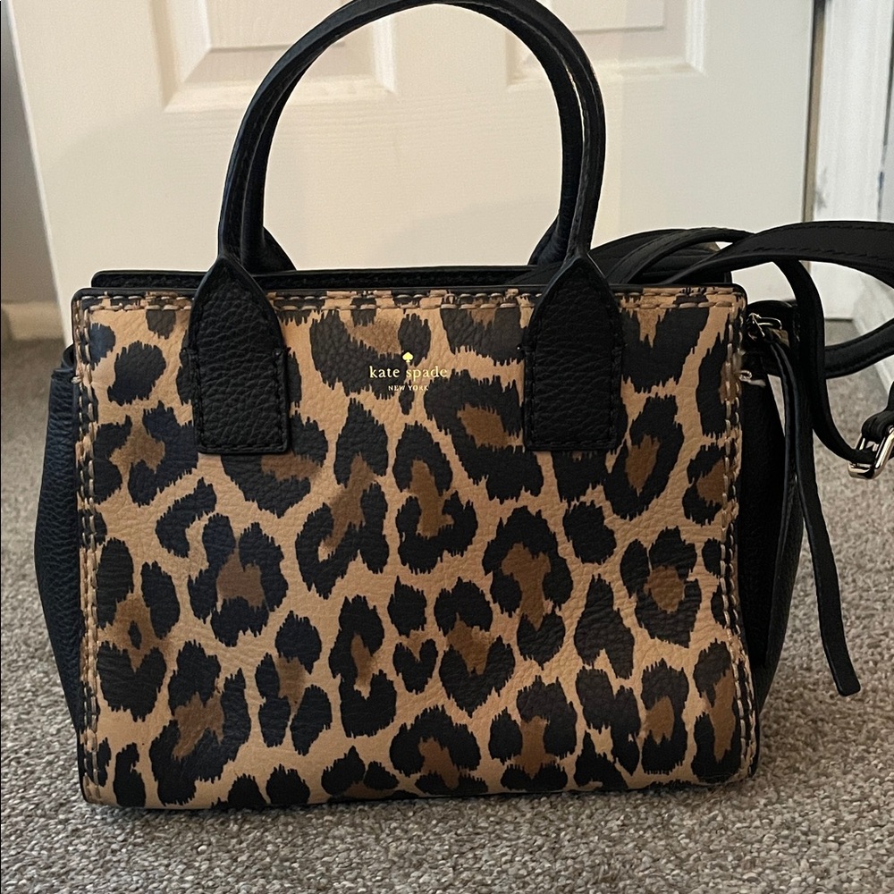 Kate Spade Black and Brown Leopard crossbody Satchel